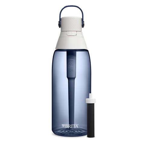 Brita water bottle 36 oz - Get great-tasting water without the waste; By switching to Brita, you can save money and replace 1,800 single-use plastic water bottles a year This 32 ounce Brita water bottle is made from durable, double-wall insulated stainless steel to keep water, cold and features a leakproof lid; Height 10.6"; Diameter 3.8"; Weight 1.1 pound